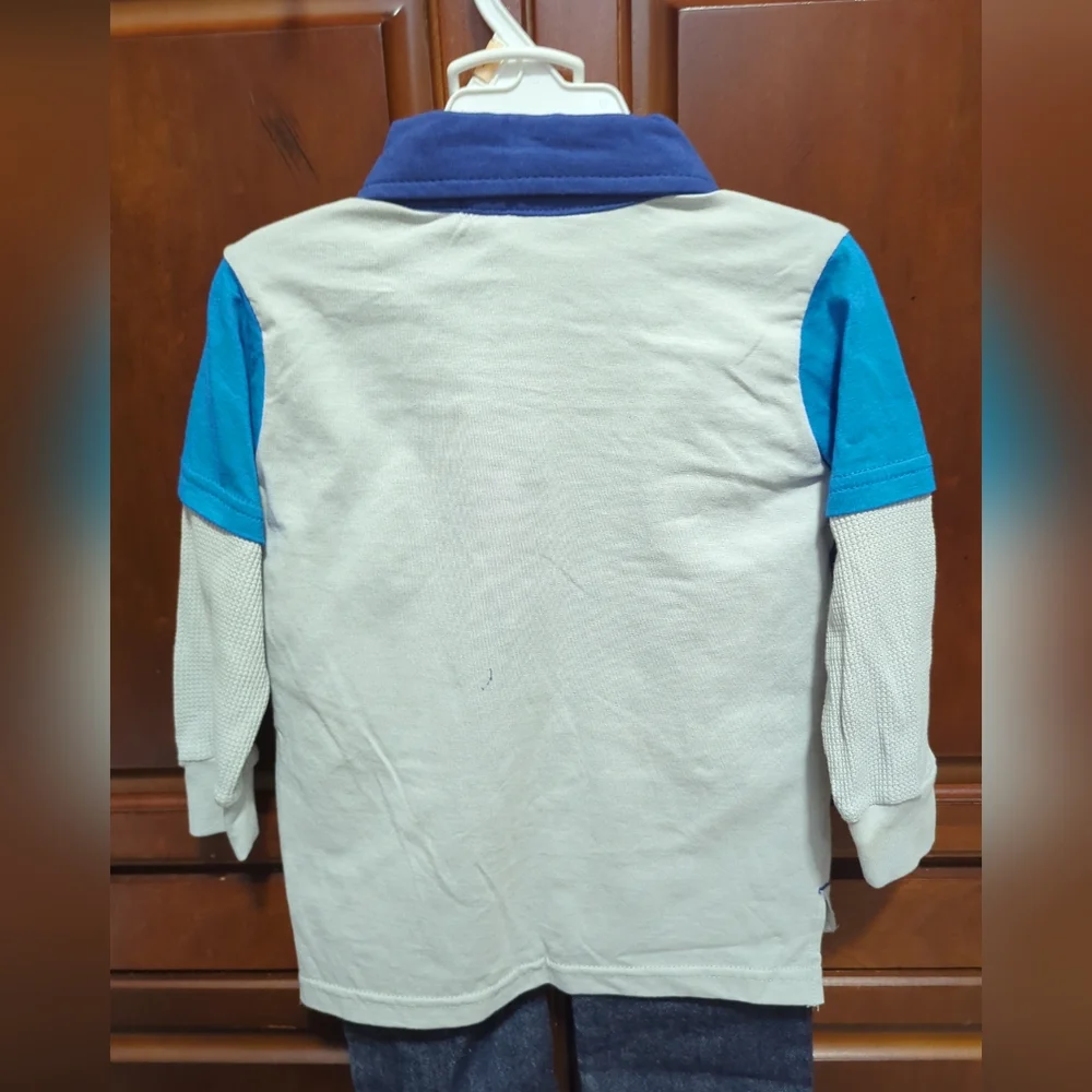 Mecca Boys Toddlers Playwear 2pc Long Sleeve Shirt  & Jeans Set 2T NWT